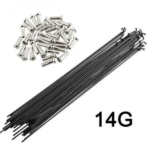 Stainless Steel Spokes for Bicycle, J Bend with Nipples, Good Quality, Bike 14G, 82mm-305mm, BK, 36Pcs,Customized Length