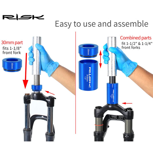 RISK Bicycle Front Fork Crown Installation Tool Practical Mountain Bike Headset Press-Fit Tool Anti-slip Repairing Supplies