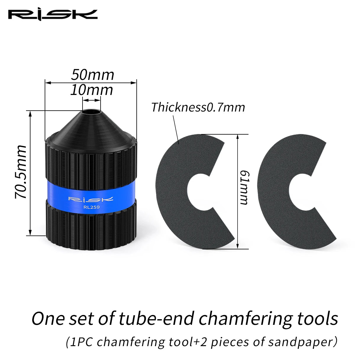 RISK Bicycle Fork Burr Charfer with Sandpaper Internal External Trimmer Bike Tube End Grinding Seatpost Grinder Chamfering Tools