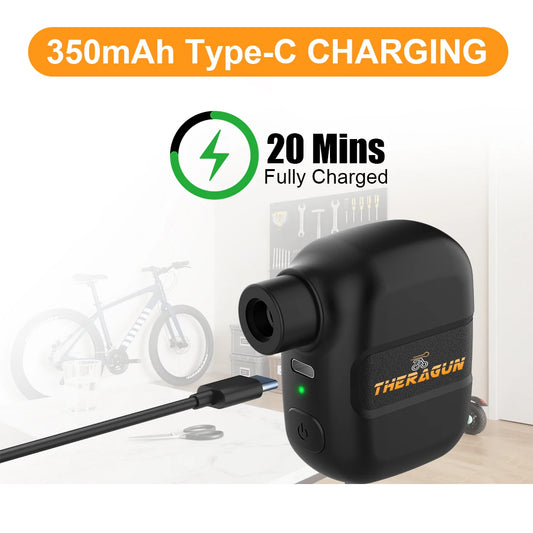 Mini Portable Bicycle Pump Rechargeable Electric Air Inflator 100PSI 5V Type-C Bike Schrader Presta