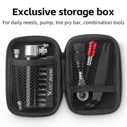 Portable Tool Bag Ratchet Wrench Kit Tire Lever Mini Pump