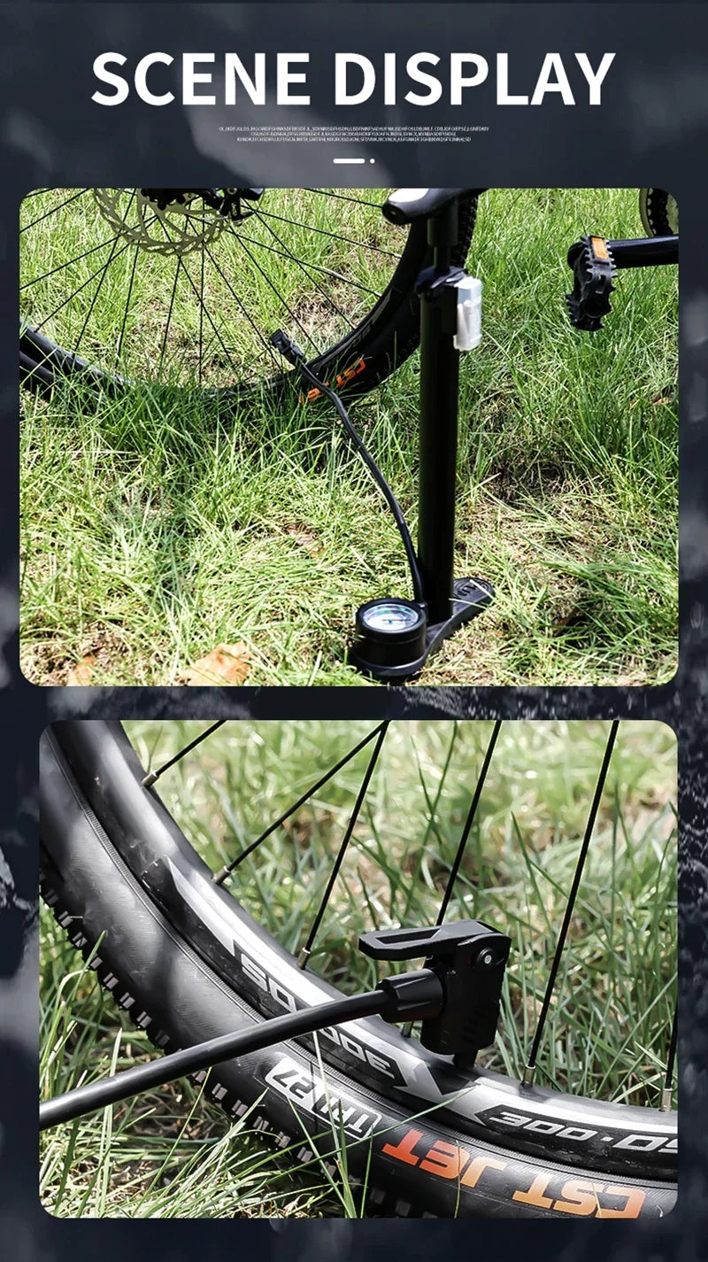 BUCKLOS Bicycle Pump 160PSI Air Pump with Pressure Gauge Schrader Presta Valve Adapter Hand Floor High Pressure Pump for Bicycle