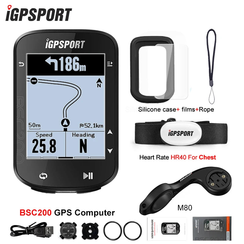 IGPSPORT BSC200 GPS Bicycle Computer Cycling Wireless Speedometer Route Navigation ANT+ Bluetooth 5.0 Accessories
