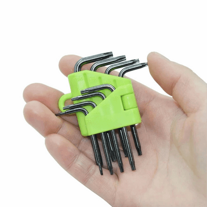 T5 T7 T8 T9 T15 T20 Hex Torx Wrench Set Portable Easy to Carry Hex Key Green High Hardness L Type Screwdriver Hand Tools