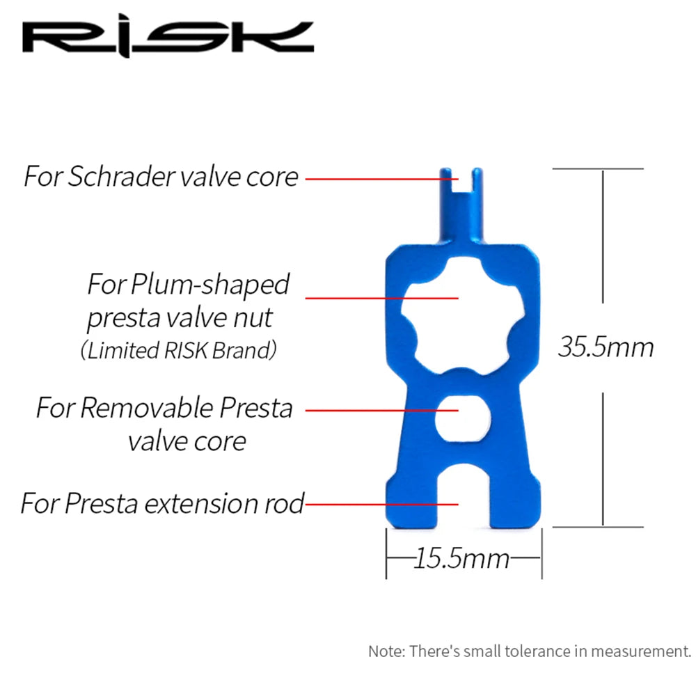RISK 4 in 1 Bike Valve Core Wrench With 2 Presta Valve cap set Road Bicycle Valve Removal Tool Portable Repair Tools Accessories