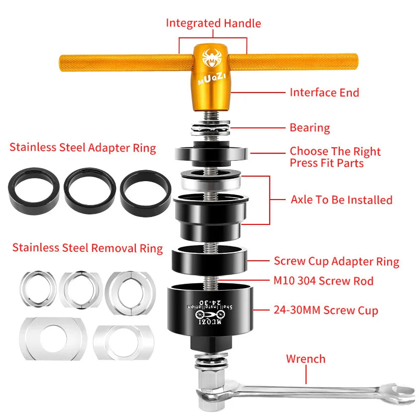 MUQZI MTB Bike Bottom Bracket Bearing Assemble Disassemble and Headset Press-in Tool Road Bicycle Tool Kit