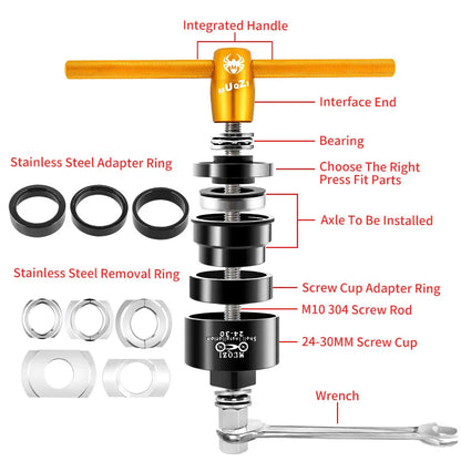 MUQZI MTB Bike Bottom Bracket Bearing Assemble Disassemble and Headset Press-in Tool Road Bicycle Tool Kit