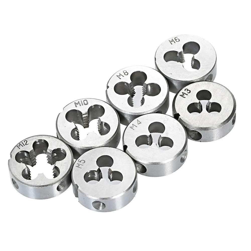 32 PCS Tap and Die Set Metric Wrench Cut M3-M12 Hand Threading Tool Tungsten Carbide Tap Die Screw Thread Making Tool Bit Set
