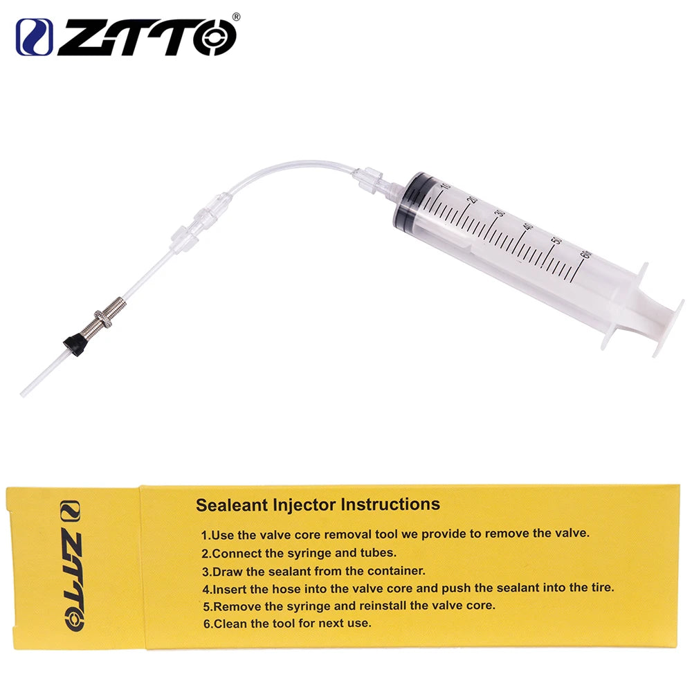 ZTTO MTB Mountain Road Bike Tubeless Sealant Injector For Bicycle Tubeless Tire UST Tyre No Inner Tubes Use With Valve Core Tool