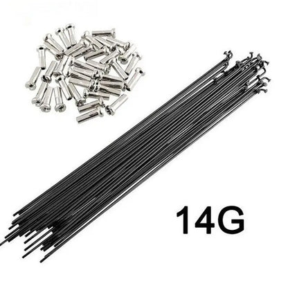 Stainless Steel Spokes for Bicycle, J Bend with Nipples, Good Quality, Bike 14G, 82mm-305mm, BK, 36Pcs,Customized Length