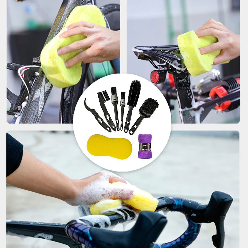Bicycle Bike Cleaning Tools Set Bike Clean Brush Kit Bicycle Cleaning Brush Tool Set for Mountain Road City BMX and Folding Bike