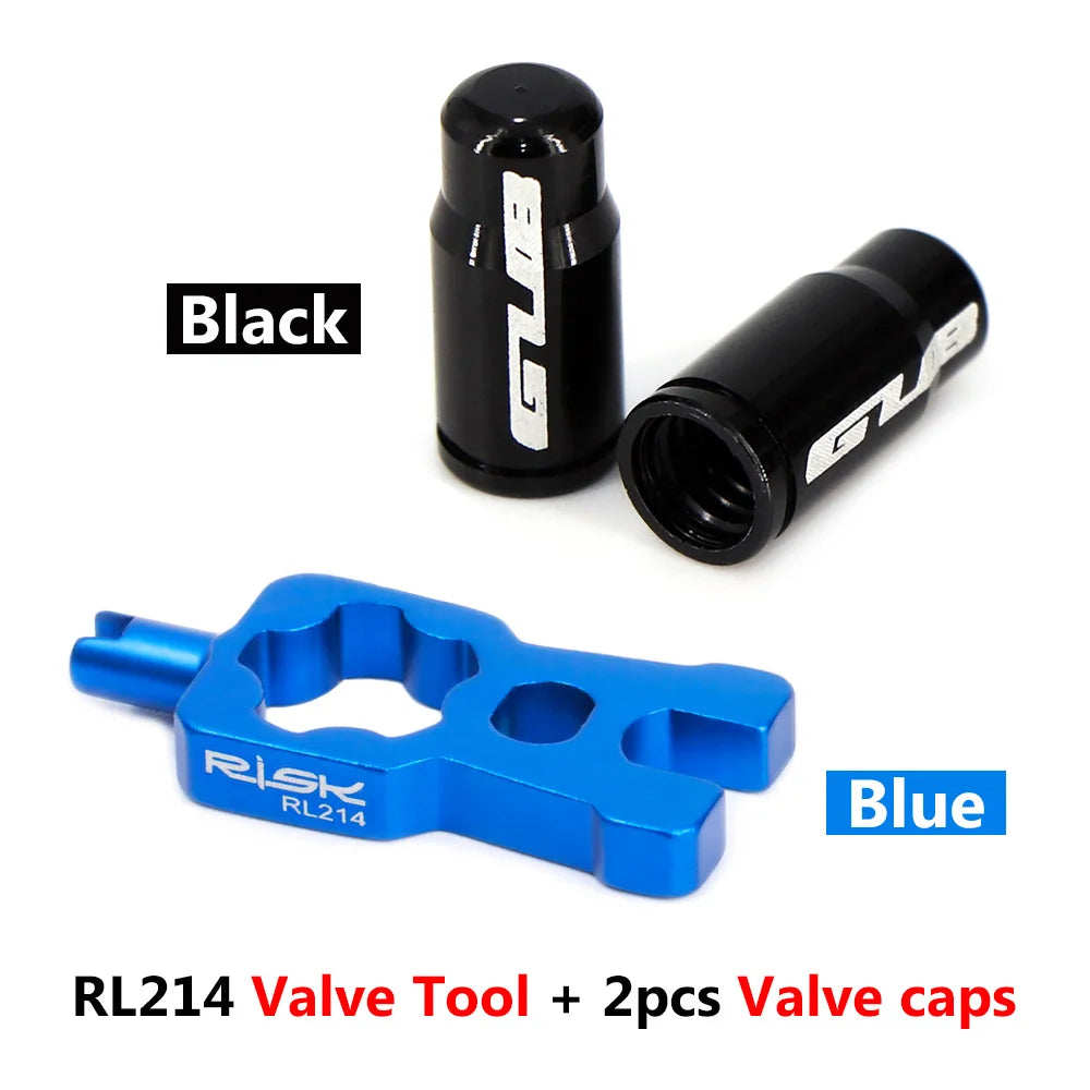 RISK 4 in 1 Bike Valve Core Wrench With 2 Presta Valve cap set Road Bicycle Valve Removal Tool Portable Repair Tools Accessories