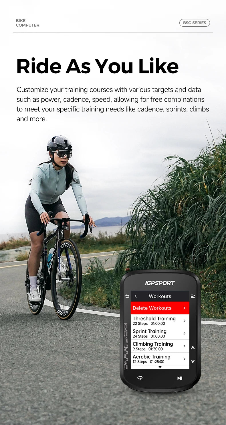 iGPSPORT BSC200S GPS Route Navigation Bike Computer Colorful Screen Wireless Speedometer Odometer Bluetooth Ant+