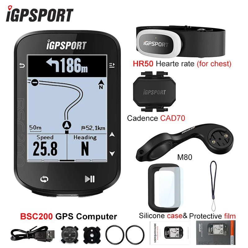 IGPSPORT BSC200 GPS Bicycle Computer Cycling Wireless Speedometer Route Navigation ANT+ Bluetooth 5.0 Accessories