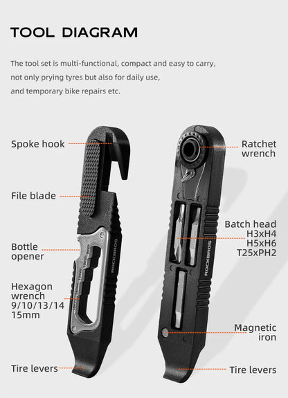 ROCKBROS Multifunctional Portable Tire Levers Ratchet Wrench
