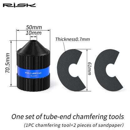 RISK Bicycle Fork Burr Charfer with Sandpaper Internal External Trimmer Bike Tube End Grinding Seatpost Grinder Chamfering Tools