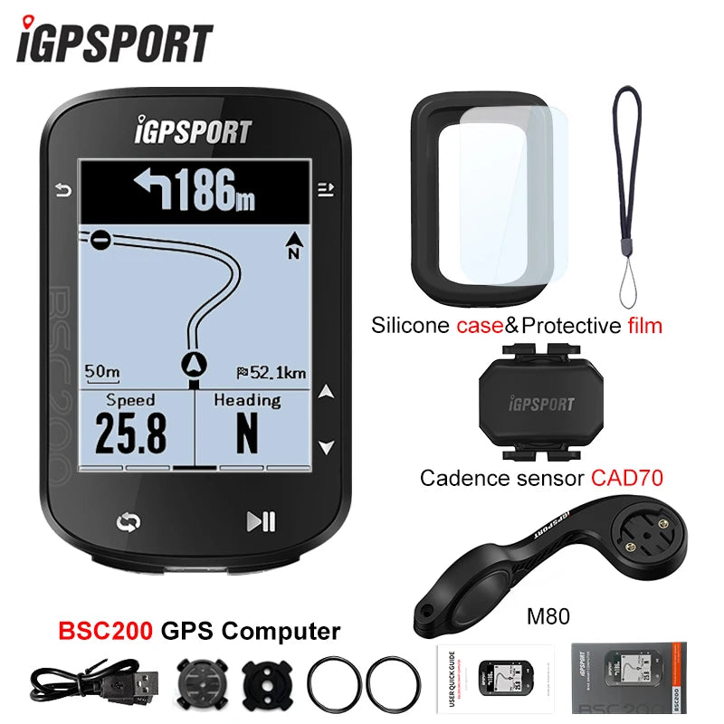 IGPSPORT BSC200 GPS Bicycle Computer Cycling Wireless Speedometer Route Navigation ANT+ Bluetooth 5.0 Accessories