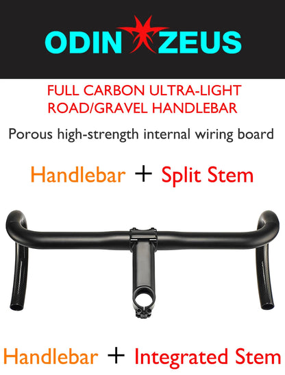 Carbon Fiber Road/Gravel Bike Handlebar, T800 Drop Bar, 380-440mm, 3K, UD
