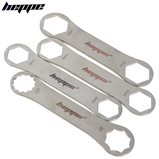 HEPPE Bike Fork Shoulder Wrench Bicycle Front Fork Repair Tool Fork Cap Spanner 8-12T/24/26/27/28/30/32mm for XCR XCT XCM ST RST