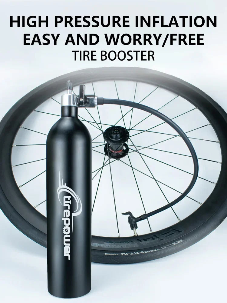 1.3L MTB Road Bike Tubeless Tire Inflator Tyre Air Booster Black Air bottle With Valve Gas Cylinder For Bike Tubeless 29" tire