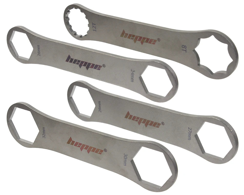 HEPPE Bike Fork Shoulder Wrench Bicycle Front Fork Repair Tool Fork Cap Spanner 8-12T/24/26/27/28/30/32mm for XCR XCT XCM ST RST