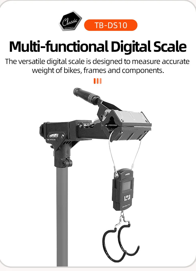 Super B 50Kg 10g Hanging LED Digital Scale Measure Max 50KG Electronic Scale Double Hook Design Easy to Operate for Bike Repair