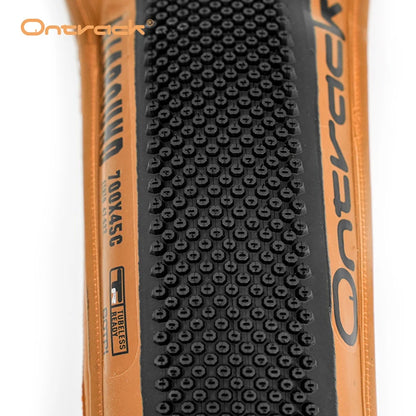 GRAVEL BIKE 700X40C 700X45C 60TPI KEVLAR FOLD TUBELESS READY TIRE  BROWN WALL ONTRACK  ALLAROUND