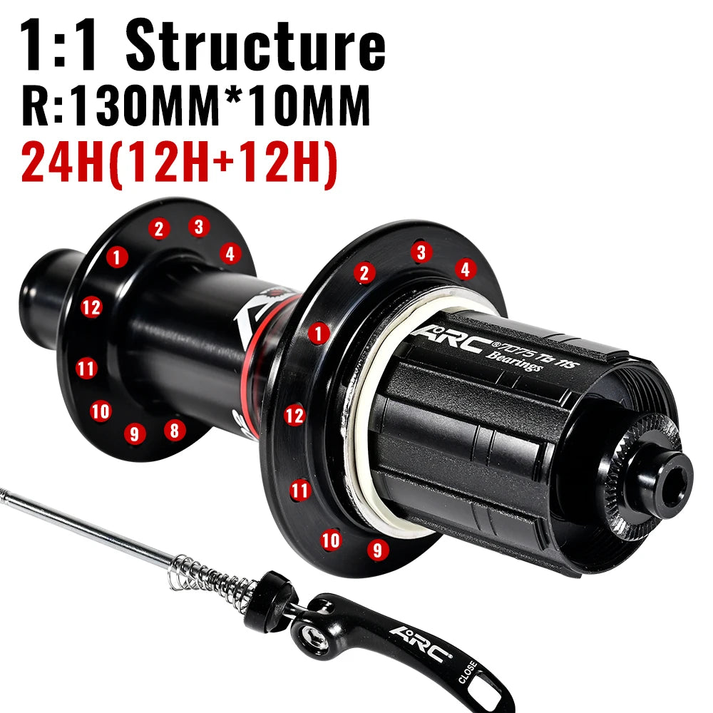 ARC Road Bike Hubs Rim Brake 4 Pawls 48 Clicks Front 100 Rear 130MM  20 24 Holes Ultralight 280g 8-11S