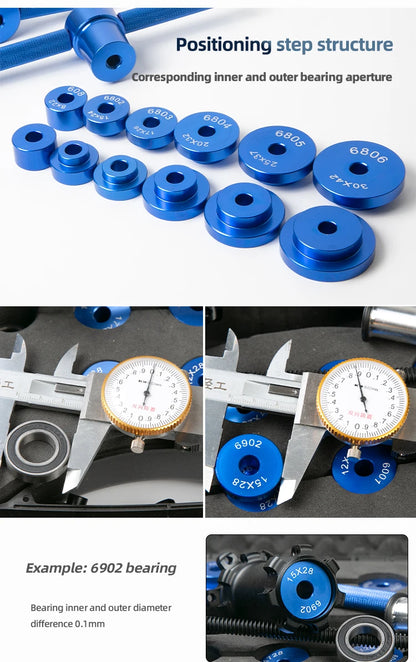 Bicycle Hub/Bottom Bracket Bearing Extractor Installation Press Set