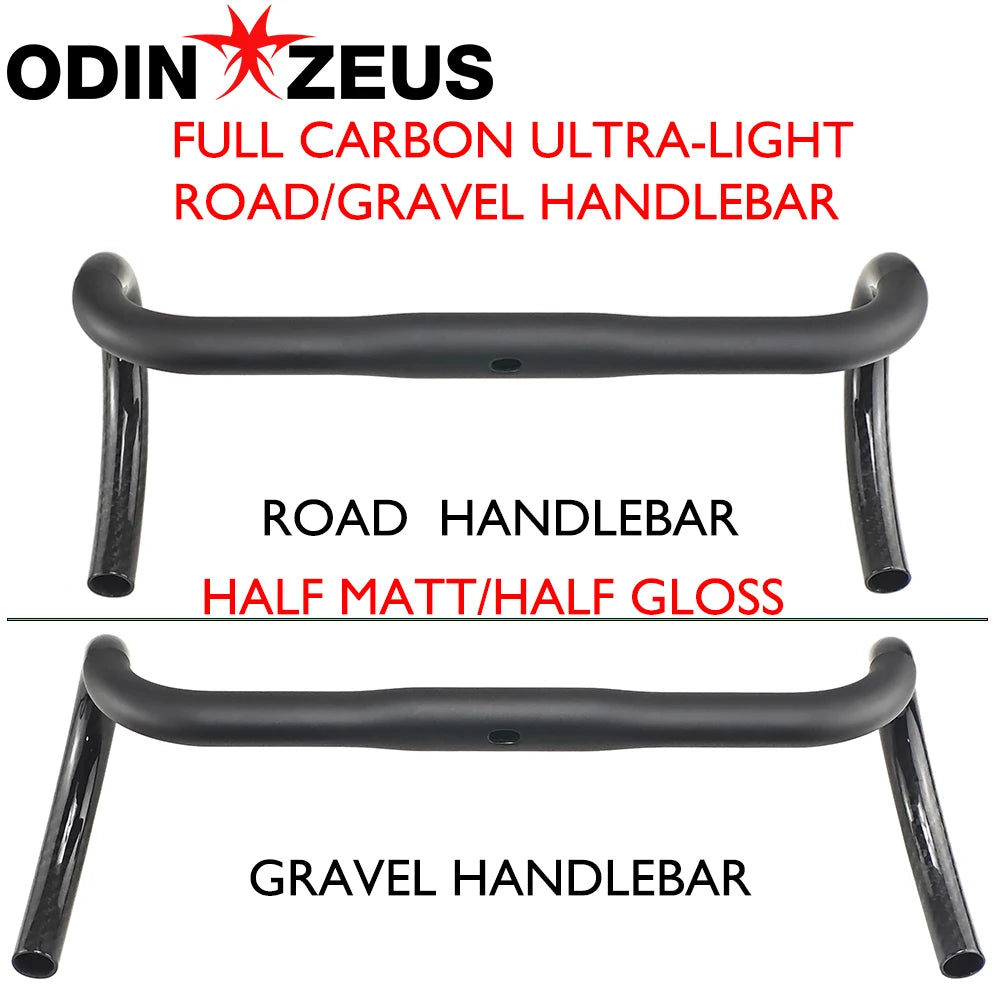 Carbon Fiber Road/Gravel Bike Handlebar, T800 Drop Bar, 380-440mm, 3K, UD