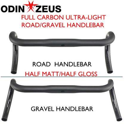 Carbon Fiber Road/Gravel Bike Handlebar, T800 Drop Bar, 380-440mm, 3K, UD