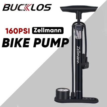 BUCKLOS Bicycle Pump 160PSI Air Pump with Pressure Gauge Schrader Presta Valve Adapter Hand Floor High Pressure Pump for Bicycle