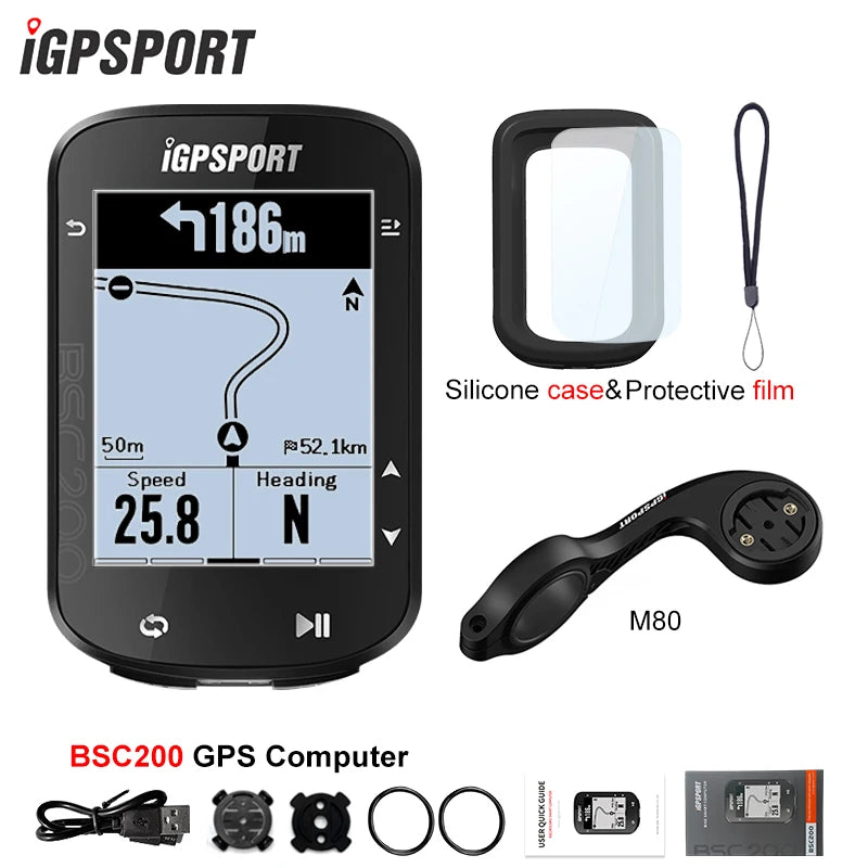 IGPSPORT BSC200 GPS Bicycle Computer Cycling Wireless Speedometer Route Navigation ANT+ Bluetooth 5.0 Accessories