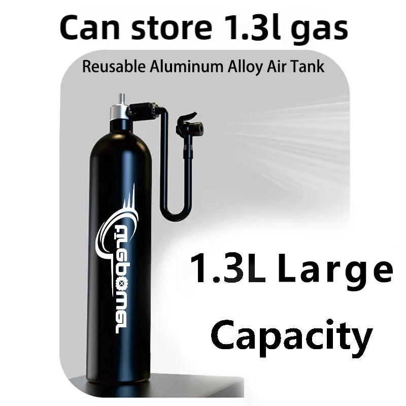 1.3L MTB Road Bike Tubeless Tire Inflator Tyre Air Booster Black Air bottle With Valve Gas Cylinder For Bike Tubeless 29" tire