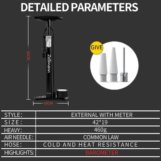 BUCKLOS Bicycle Pump 160PSI Air Pump with Pressure Gauge Schrader Presta Valve Adapter Hand Floor High Pressure Pump for Bicycle