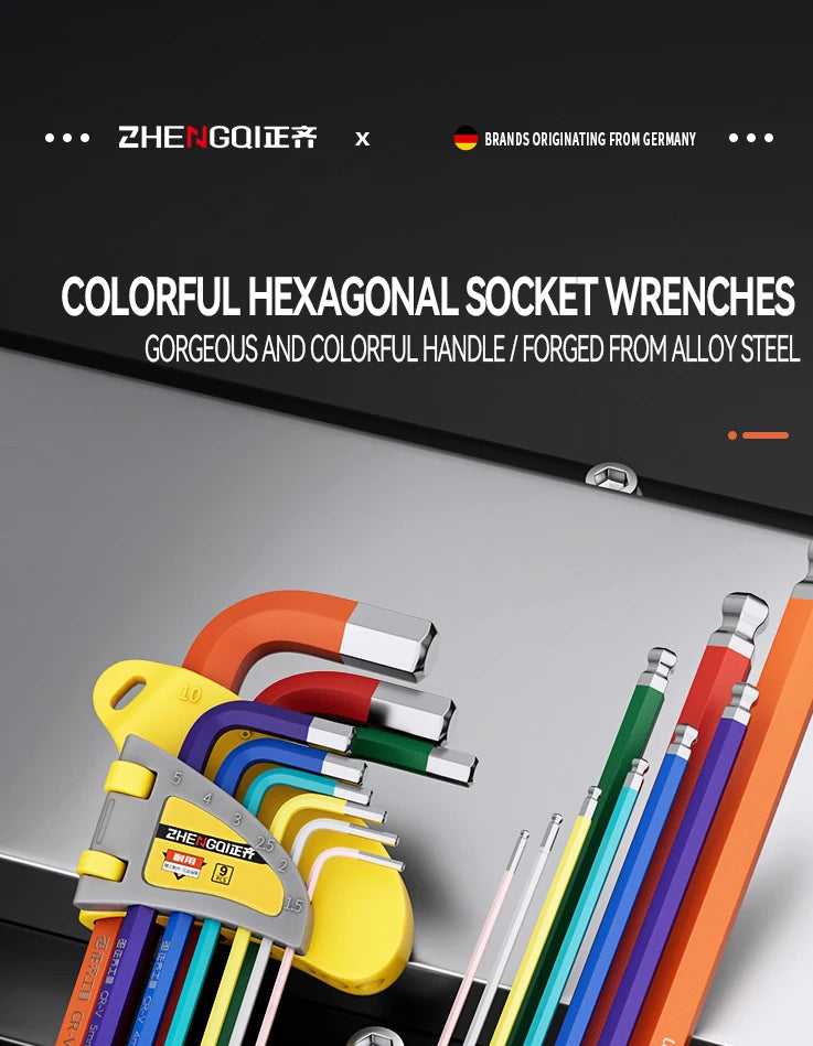 Internal Hex Wrench Set L Wrench Set Suitable for Home and Workplace Hex Wrench Set 1.5mm to 10mm Hex Wrench Manual Repair Tool