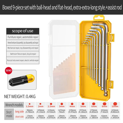 Internal Hex Wrench Set L Wrench Set Suitable for Home and Workplace Hex Wrench Set 1.5mm to 10mm Hex Wrench Manual Repair Tool