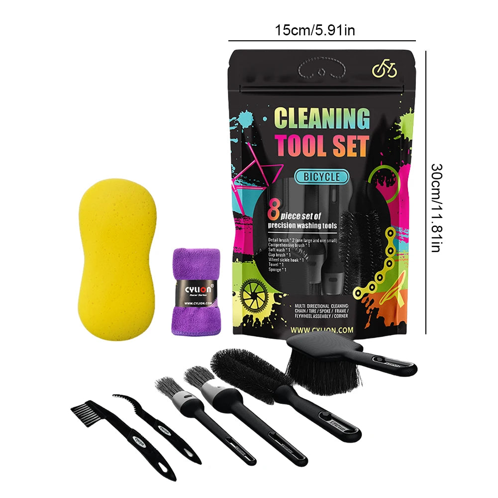 Bike Cleaning Tool Set Brush Kit for Mountain Road City BMX and Folding Bicycle Maintenance