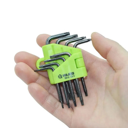T5 T7 T8 T9 T15 T20 Hex Torx Wrench Set Portable Easy to Carry Hex Key Green High Hardness L Type Screwdriver Hand Tools
