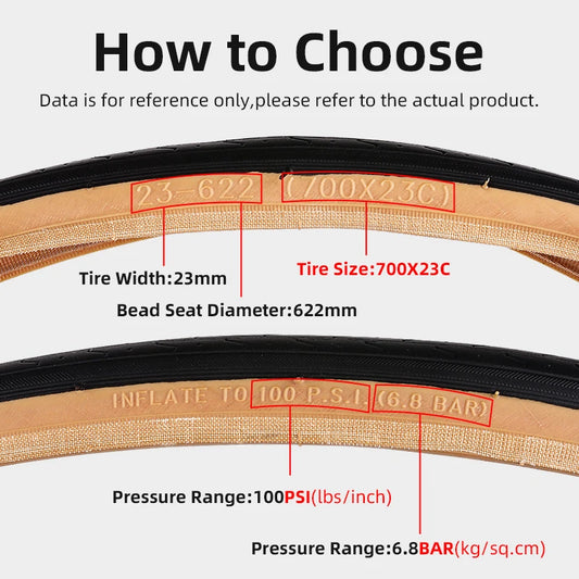 Road Bike High Performance Bicycle Tire Durable Foldable Tires with 60TPI Puncture Resistant for 700×23C Wheels