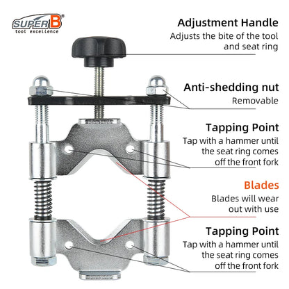 SUPER B Bicycle Repair Tools Crown Race Remover for 1", 1-1/8", 1-1/4" and 1-1/2" Fork with Replaceable Blades Design