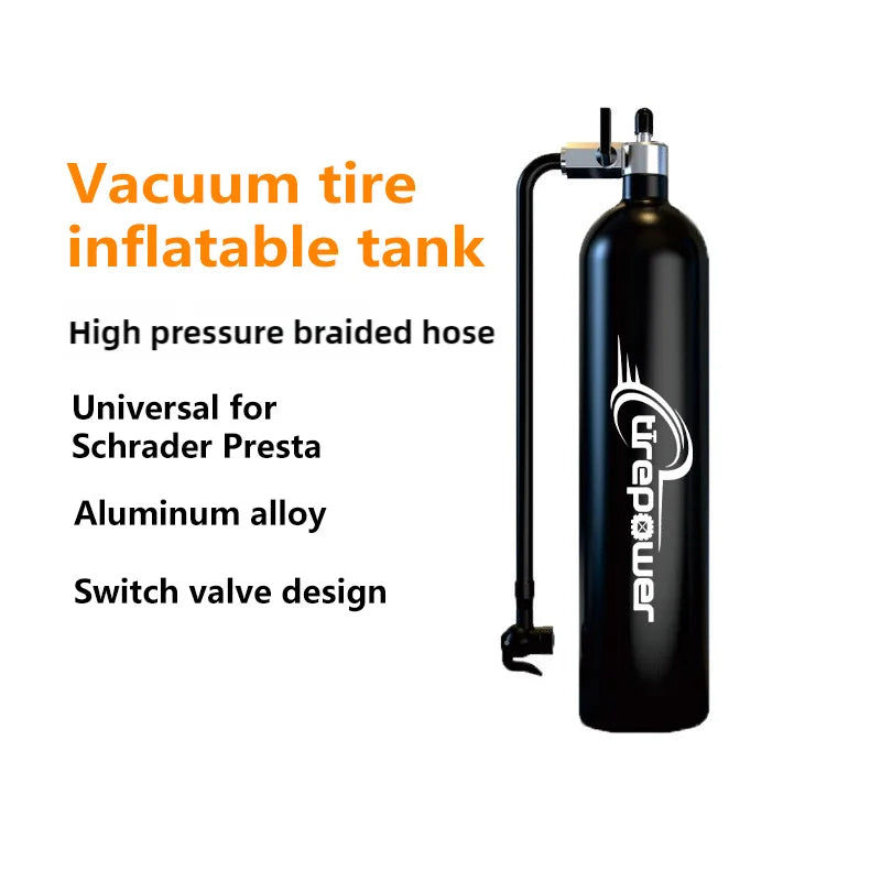 1.3L MTB Road Bike Tubeless Tire Inflator Tyre Air Booster Black Air bottle With Valve Gas Cylinder For Bike Tubeless 29" tire