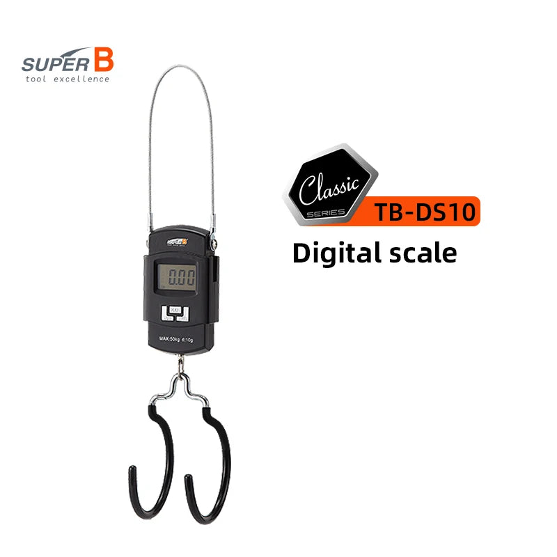 Super B 50Kg 10g Hanging LED Digital Scale Measure Max 50KG Electronic Scale Double Hook Design Easy to Operate for Bike Repair