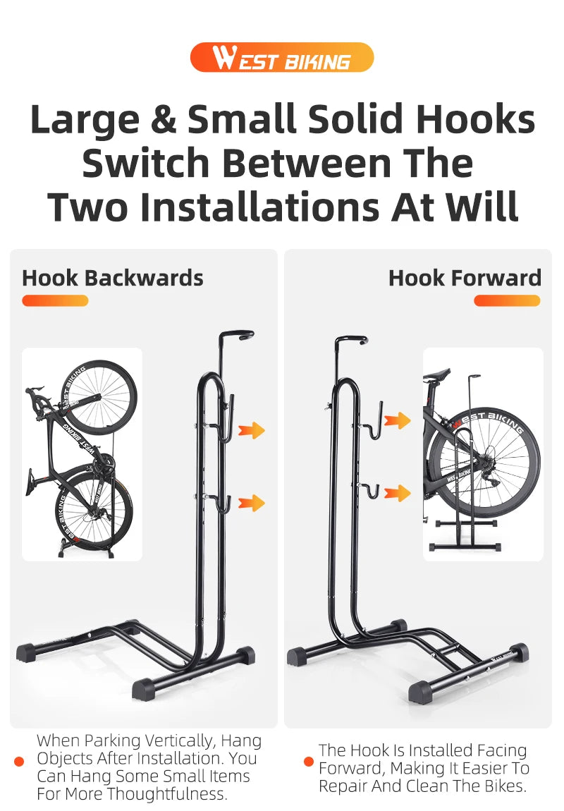 WEST BIKING 3 In 1 Bicycle Parking Rack Multifunctional Bike Indoor Garage Storage Stand MTB Road Bike Maintenance Repair Stand