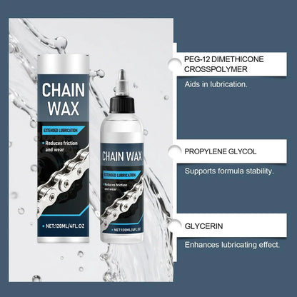 120ml Wax Based Bike Chain Lube MTB Motorcycle Lubricant for Dry/Wet Conditions Chain Cleaner Maintenance