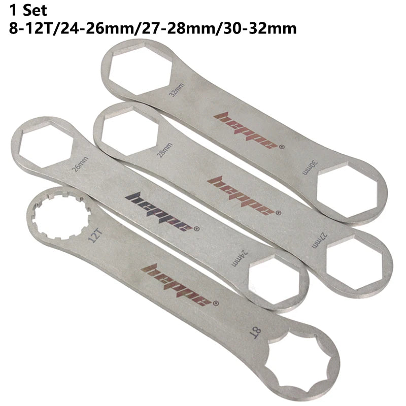 HEPPE Bike Fork Shoulder Wrench Bicycle Front Fork Repair Tool Fork Cap Spanner 8-12T/24/26/27/28/30/32mm for XCR XCT XCM ST RST