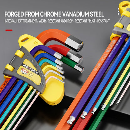 Internal Hex Wrench Set L Wrench Set Suitable for Home and Workplace Hex Wrench Set 1.5mm to 10mm Hex Wrench Manual Repair Tool