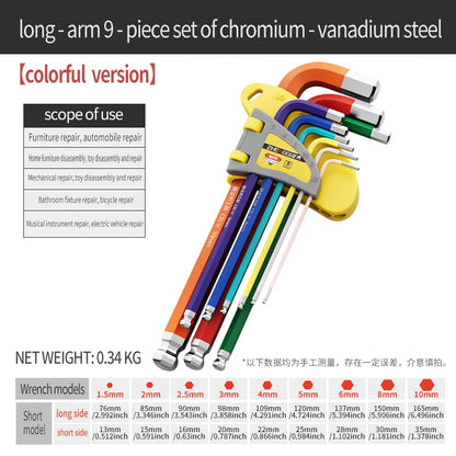 Internal Hex Wrench Set L Wrench Set Suitable for Home and Workplace Hex Wrench Set 1.5mm to 10mm Hex Wrench Manual Repair Tool