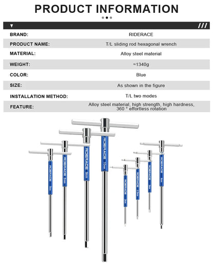 Bicycle Hex Key Wrench Set T Handle 2-10mm CRV Steel Allen Key Bike Repair Tool MTB Road Bike Maintenance Kit