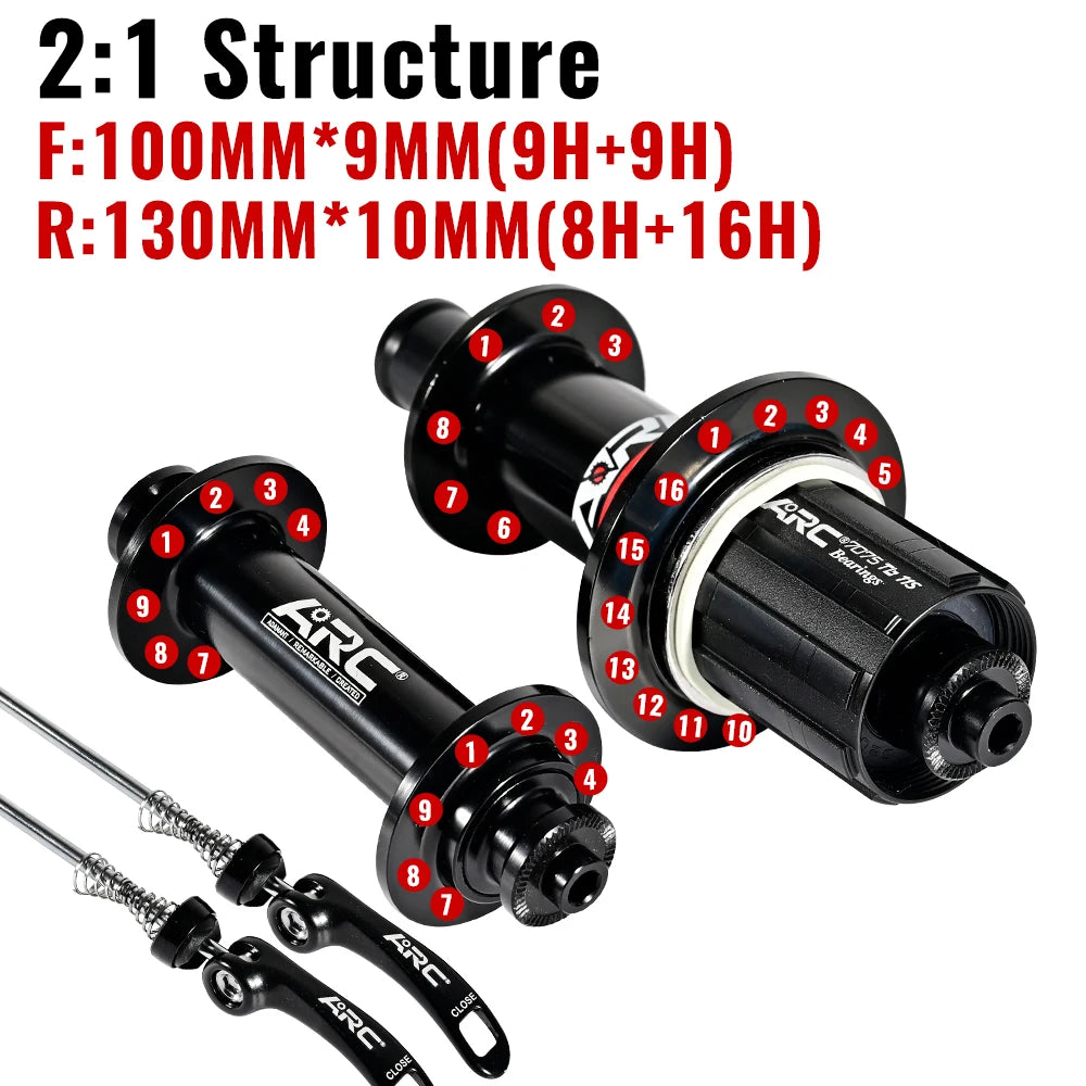 ARC Road Bike Hubs Rim Brake 4 Pawls 48 Clicks Front 100 Rear 130MM  20 24 Holes Ultralight 280g 8-11S